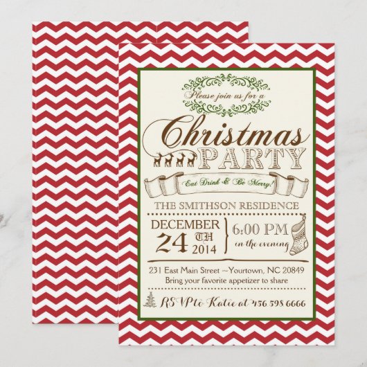 Uitnodiging voor kerstfeestdagen op Chevron (Voorkant / Achterkant)