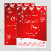 Uitnodiging voor kerstfeestdagen op rode achtergro (Voorkant / Achterkant)