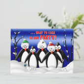 Uitnodiging voor kerstfeestdagen - Penquins - Humo (Staand voorkant)