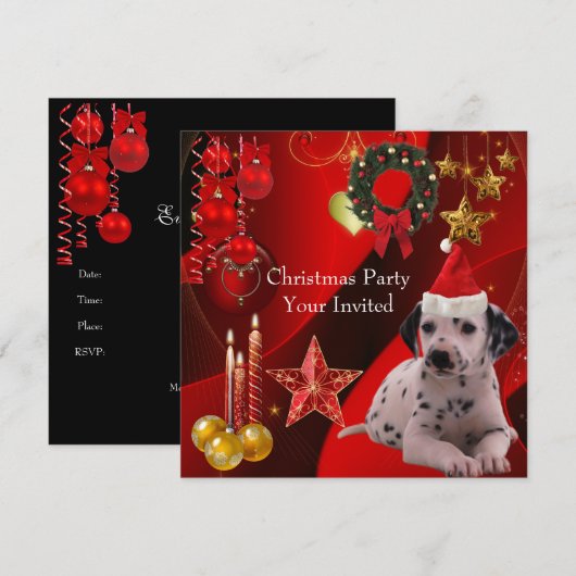 Uitnodiging voor kerstfeestdagen Pet (Voorkant / Achterkant)