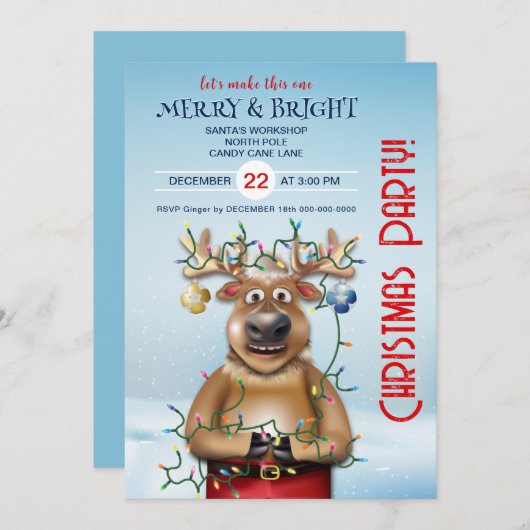 Uitnodiging voor kerstfeestdagen | rendieren (Voorkant / Achterkant)