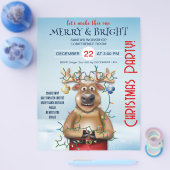 Uitnodiging voor kerstfeestdagen | rendieren flyer (Enkel)
