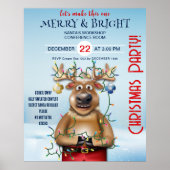 Uitnodiging voor kerstfeestdagen | rendieren poster (Voorkant)