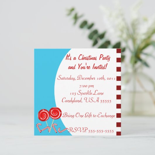 Uitnodiging voor kerstfeestdagen Snoep (Staand voorkant)