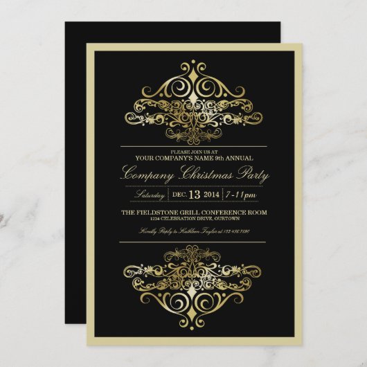 Uitnodiging voor kerstfeestdagen van Elegant Compa (Voorkant / Achterkant)