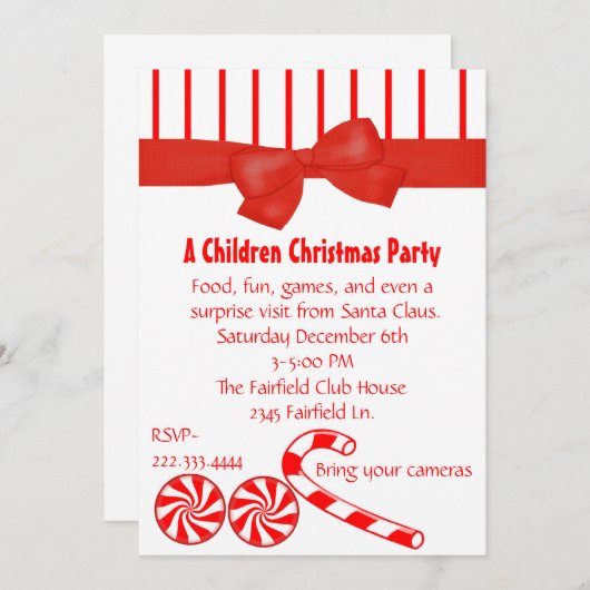 Uitnodiging voor kerstfeestdagen van kind (Voorkant / Achterkant)