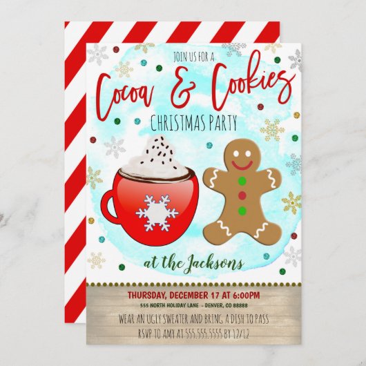 Uitnodiging voor kerstfeestdagen voor cacao en koe (Voorkant / Achterkant)