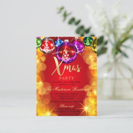 Uitnodiging voor kerstfeestdagen voor kerstfeestda (Staand voorkant)