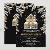 Uitnodiging voor kerstfeestdagen voor zwarte & gou (Voorkant / Achterkant)