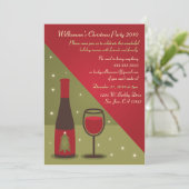 Uitnodiging voor kerstfeestdagen wijn (Staand voorkant)