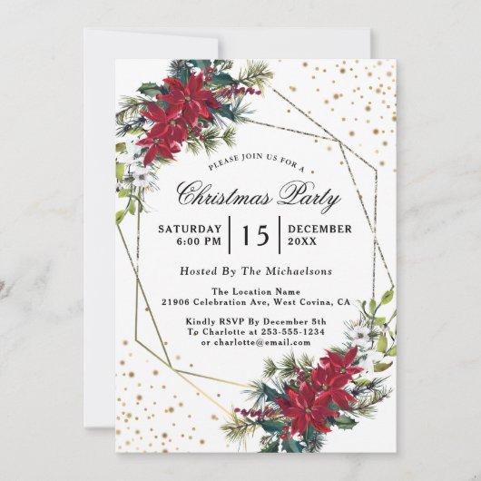 Uitnodiging voor kerstfeestelijke Confetti in Poin (Voorkant)