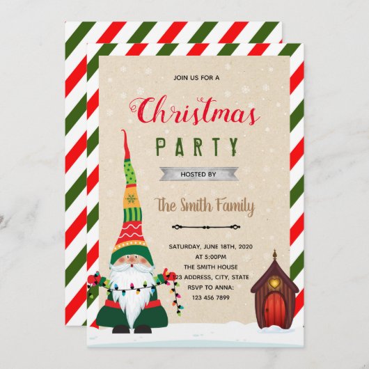 Uitnodiging voor kerstfeestelijke feestdag (Voorkant / Achterkant)