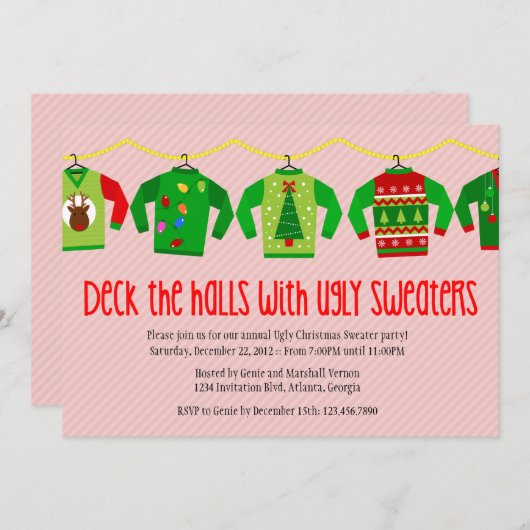 Uitnodiging voor kerstfeestelijke feestdagen met e (Voorkant / Achterkant)