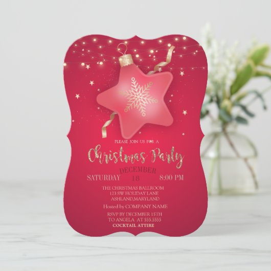 Uitnodiging voor kerstfeestelijke feestdagen Ster- (Staand voorkant)