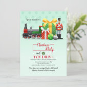 Uitnodiging voor kerstfeestelijke Speelgoed (Staand voorkant)