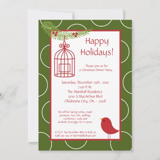 Uitnodiging voor kerstfeestelijke viering van Red (Voorkant)