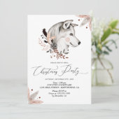 Uitnodiging voor kerstfeestelijke winterhusky (Staand voorkant)