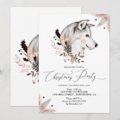 Uitnodiging voor kerstfeestelijke winterhusky (Voorkant / Achterkant)