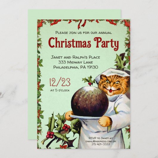 uitnodiging voor kerstfeestfeest (Voorkant / Achterkant)