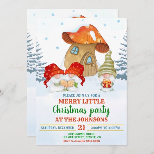 Uitnodiging voor kerstfeestfeest (Voorkant / Achterkant)