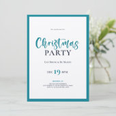 Uitnodiging voor kerstfeestfeest met Turquoise ker (Staand voorkant)