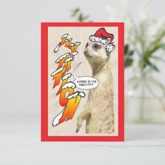 Uitnodiging voor kerstfeestfeest van Meerkat (Staand voorkant)