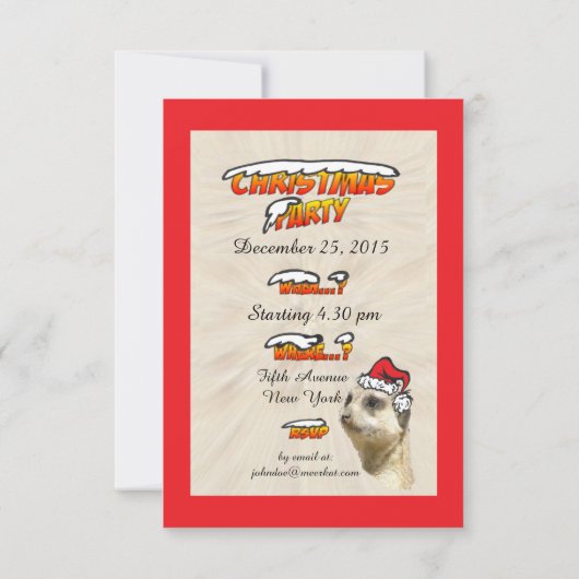 Uitnodiging voor kerstfeestfeest van Meerkat (Achterkant)