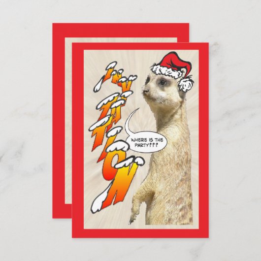 Uitnodiging voor kerstfeestfeest van Meerkat (Voorkant / Achterkant)