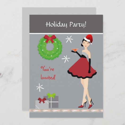 Uitnodiging voor kerstfeestmeisjes (Voorkant / Achterkant)