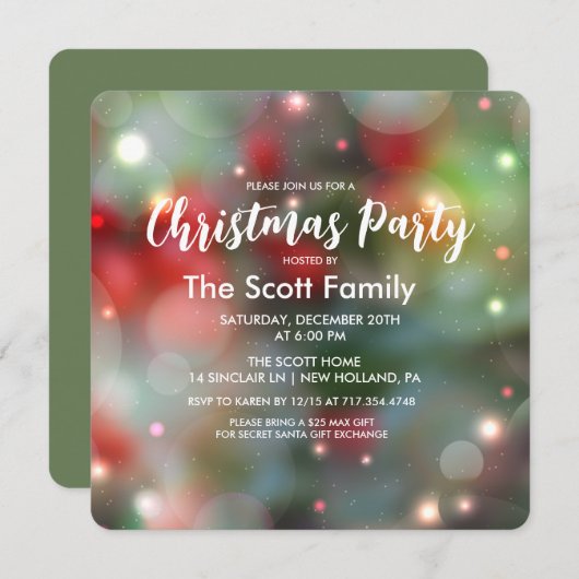 Uitnodiging voor kerstfeestverlichting (Voorkant / Achterkant)