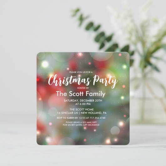 Uitnodiging voor kerstfeestverlichting (Staand voorkant)