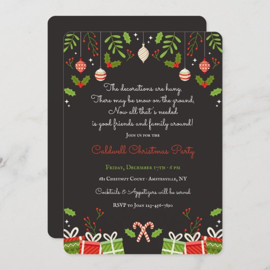 Uitnodiging voor kerstfeestvieren (Voorkant / Achterkant)