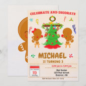 Uitnodiging voor kerstfeestvieren en decoreren (Voorkant / Achterkant)