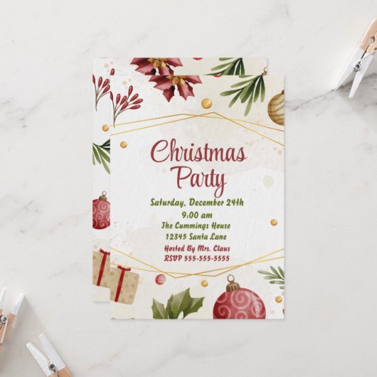 Uitnodiging voor Kerstfeestviering (Voorkant / Achterkant in situ)