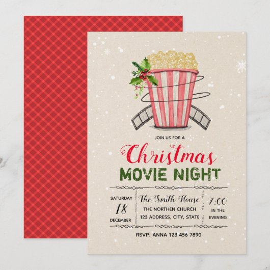 Uitnodiging voor kerstfilm (Voorkant / Achterkant)