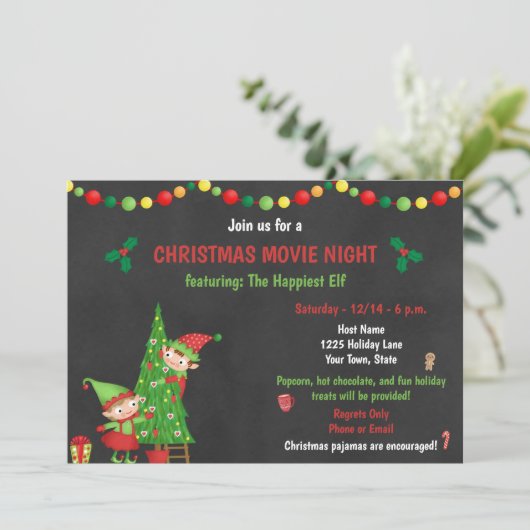 Uitnodiging voor kerstfilm Night (Staand voorkant)