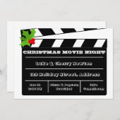 Uitnodiging voor kerstfilm Night Holly Clapboard (Voorkant / Achterkant)