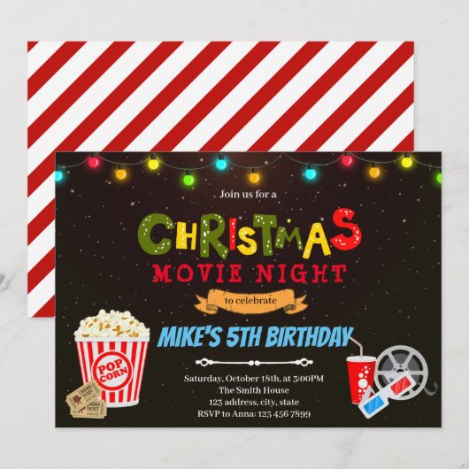 Uitnodiging voor kerstfilmthema-avond (Voorkant / Achterkant)