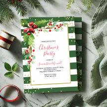 Uitnodiging voor kerstfunctie - Green Stripes