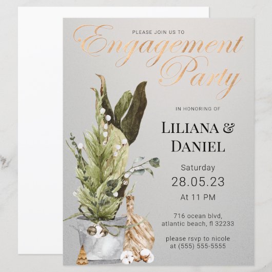 Uitnodiging voor kerstgrijs- en goudfeestdagen (Voorkant / Achterkant)