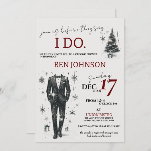 Uitnodiging voor kerstgrooms (Voorkant / Achterkant)