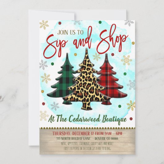 Uitnodiging voor kerstinkopen (Voorkant)