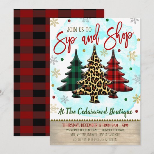 Uitnodiging voor kerstinkopen (Voorkant / Achterkant)
