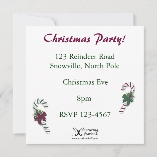 Uitnodiging voor kerstkandriet (Achterkant)