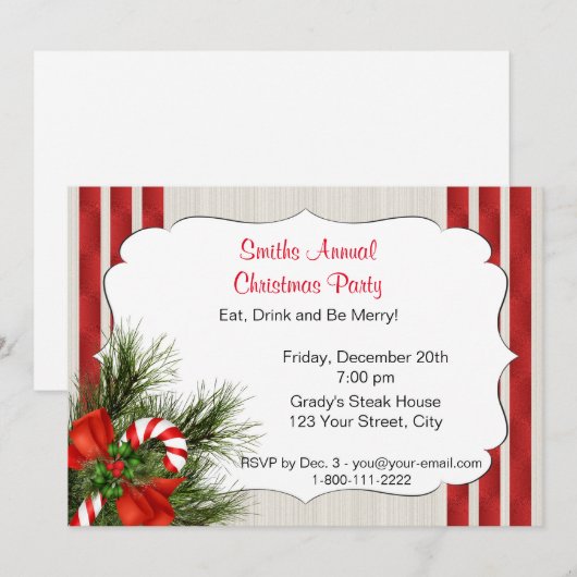 Uitnodiging voor kerstkandriet (Voorkant / Achterkant)