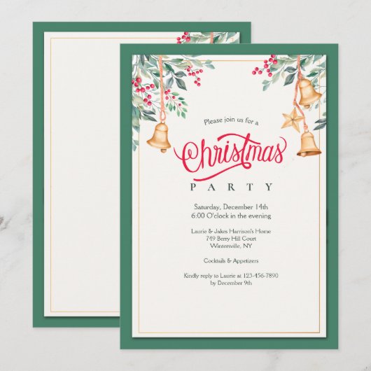 Uitnodiging voor kerstklokken (Voorkant / Achterkant)