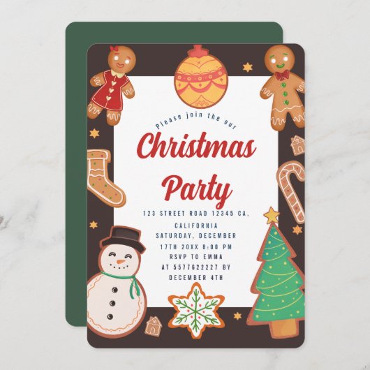 Uitnodiging voor kerstkoekjes (Voorkant / Achterkant)