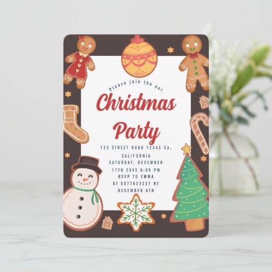 Uitnodiging voor kerstkoekjes (Staand voorkant)