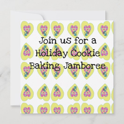 Uitnodiging voor kerstkoekjes bakfeest. (Voorkant)