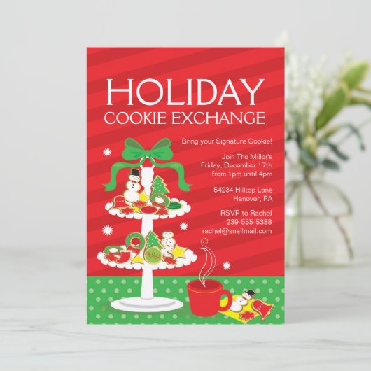 Uitnodiging voor kerstkoekjes Exchange Dinner Part (Staand voorkant)